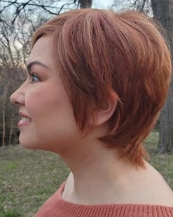 Billie Wig By Envy | Human Hair/Synthetic Blend -Do it with Wig shop. BilliebyEnvyLighterRed2Side