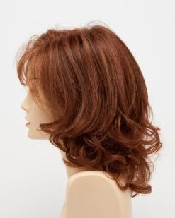 Danielle Wig By Envy | Mono Top | Human Hair | Synthetic Blend -Do it with Wig shop. DanielleLeftSide LighterRed