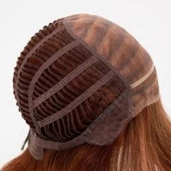 Danielle Wig By Envy | Mono Top | Human Hair | Synthetic Blend -Do it with Wig shop. DanielleSide LighterRed