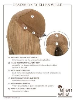 Obsession Wig By Ellen Wille | Mono Top -Do it with Wig shop. EWOBSESS Cap Details