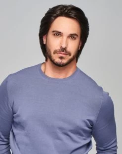 Sharp Men's Wig By HIM | Mono Top | Human Hair Blend -Do it with Wig shop. HIM Sharp Model2 OutoftheBox Front3