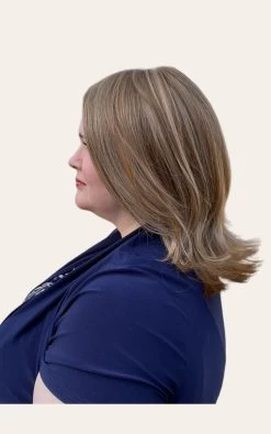 Lisa Wig By Envy | Human Hair/Synthetic Blend -Do it with Wig shop. Lisa Envy DarkerBlonde Left