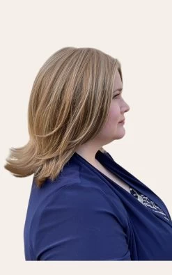 Lisa Wig By Envy | Human Hair/Synthetic Blend -Do it with Wig shop. Lisa Envy DarkerBlonde Right